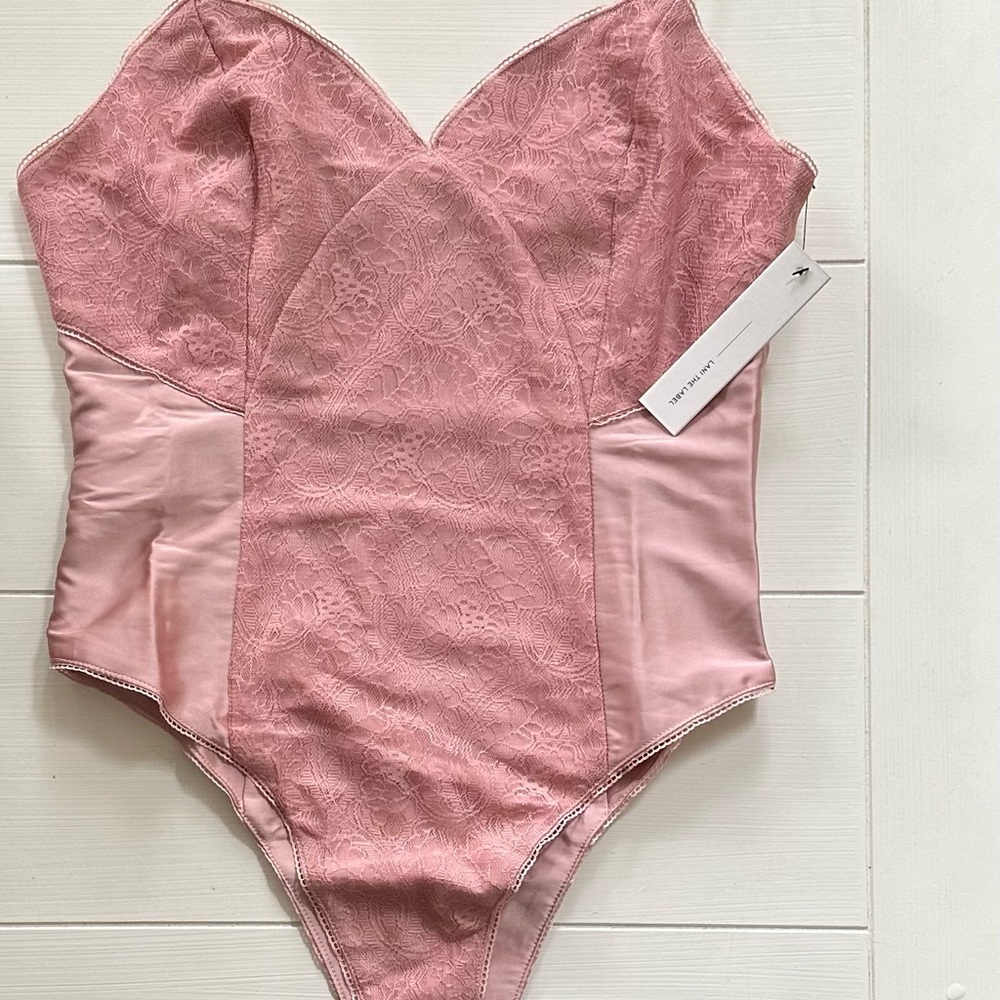 Elegant Pink Lace Bodysuit